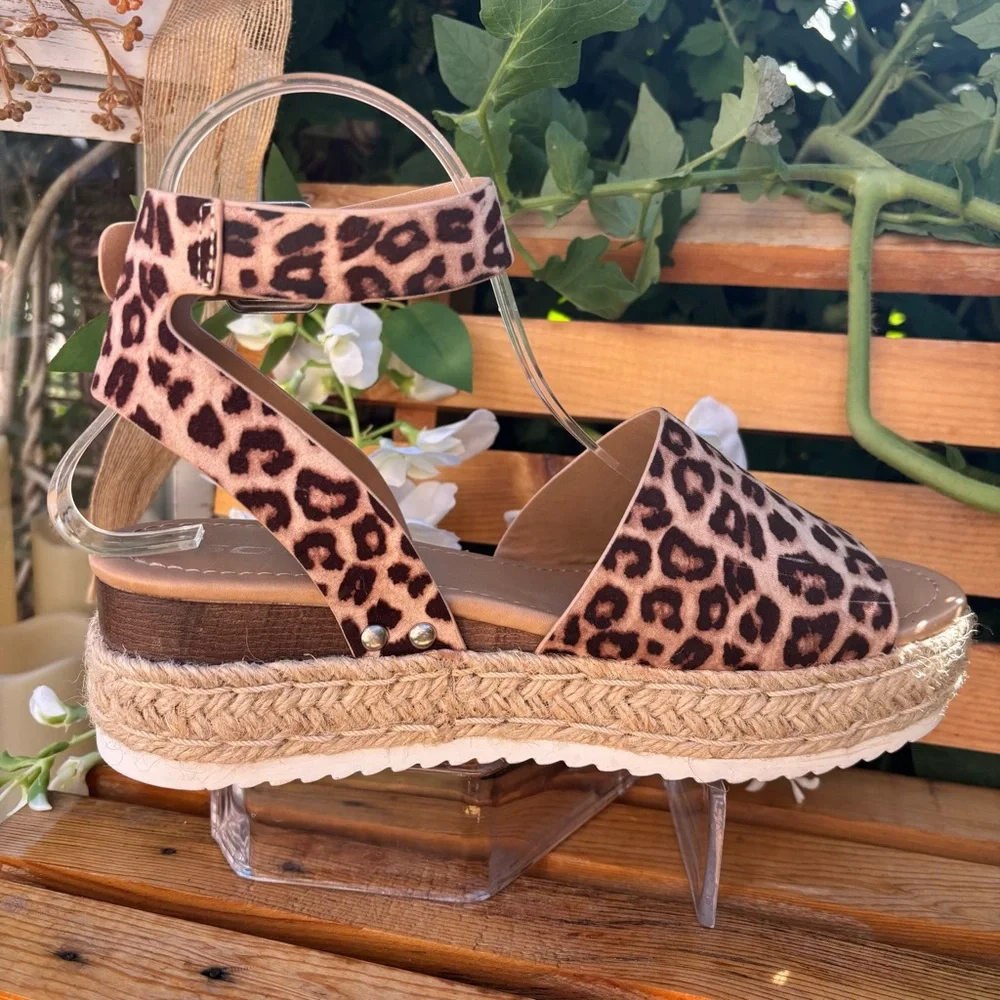 Soda Leopard Print‎ Espadrille Sandals